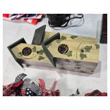 Bakelite Pen Box, Log Cabin Syrup Dispenser, Plastic Stained Glass Pictures, Nutcracker, Door Knockers, Fiber Optic Decorative House and More