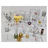 Lot of Various Glassware and Mugs Including Tuborg Gold Mug, White Horse Whiskey Pitcher, and Lind