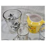 Lot of Various Glassware and Mugs Including Tuborg Gold Mug, White Horse Whiskey Pitcher, and Lind