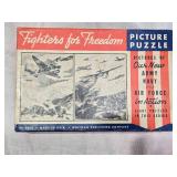 Lot of 5 Guild and Fighters for Freedom Picture Puzzles, including Guild No. 3900 and Fighters for Freedom No. 3902 - One has some bent pieces, One is Complete, One is Missing a Single Piece