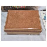 Dutch Masters cigar showcase box, a Caesar leather keepsake box, and a Norman Rockwell 1991 calendar from Elmquist Jewelers