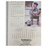 Dutch Masters cigar showcase box, a Caesar leather keepsake box, and a Norman Rockwell 1991 calendar from Elmquist Jewelers