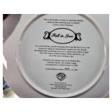 Warner Bros. Plate with Tasmanian Devil and She-Devil, Menards Lumber Apron, Small Brass Gong with No Mallet, Glass Jar and More