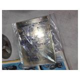 Warner Bros. Plate with Tasmanian Devil and She-Devil, Menards Lumber Apron, Small Brass Gong with No Mallet, Glass Jar and More