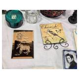 Warner Bros. Plate with Tasmanian Devil and She-Devil, Menards Lumber Apron, Small Brass Gong with No Mallet, Glass Jar and More