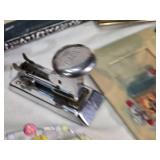 Warner Bros. Plate with Tasmanian Devil and She-Devil, Menards Lumber Apron, Small Brass Gong with No Mallet, Glass Jar and More