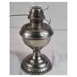Antique Metal Oil Lamp with Glass Chimney and Shade