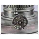 Antique Metal Oil Lamp with Glass Chimney and Shade