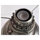 Antique Metal Oil Lamp with Glass Chimney and Shade