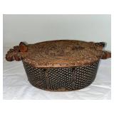 Antique Norwegian Tine Box with Intricate Carvings