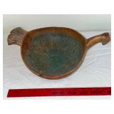 Antique Norwegian Hand-Carved Drinking Bowl with Bird Handle