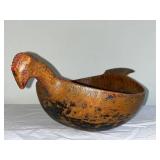 Antique Norwegian Hand-Carved Drinking Bowl with Bird Handle