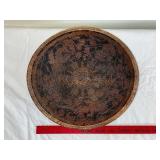 Antique Carved Wooden Bowl with Inscriptions