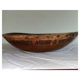 Antique Carved Wooden Bowl with Inscriptions