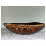 Antique Carved Wooden Bowl with Inscriptions