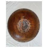 Antique Carved Wooden Bowl with Inscriptions