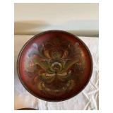 Set of 3 Vintage Norwegian Rosemaling Painted Wooden Bowls