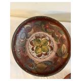 Set of 3 Vintage Norwegian Rosemaling Painted Wooden Bowls