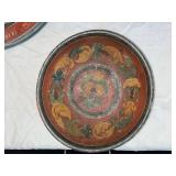 Set of 3 Vintage Norwegian Rosemaling Painted Wooden Bowls