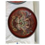 Set of 3 Vintage Norwegian Rosemaling Painted Wooden Bowls