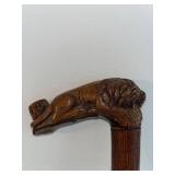 Antique Carved Wooden Lion Walking Cane