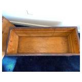 Hand-Painted Wooden Folk Art Storage Box with Bird Design