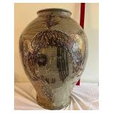 Large Stoneware Vase with Native American Art Motifs