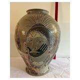 Large Stoneware Vase with Native American Art Motifs