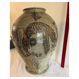 Large Stoneware Vase with Native American Art Motifs