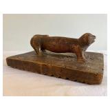 Antique Wooden Mold with Animal Figure - Folk Art Decor