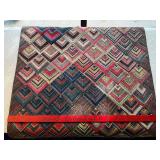 Multicolored Himalayan Geometric Endless Mountain Pattern Textile with Label