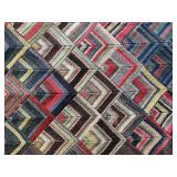 Multicolored Himalayan Geometric Endless Mountain Pattern Textile with Label