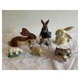 Collection of Animal Figurines - Rabbits, Sheep, Cat
