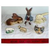 Collection of Animal Figurines - Rabbits, Sheep, Cat