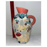 Ceramic Holt-Howard Mosaic Art Face Pitcher Vintage 1965 Pieces