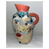 Ceramic Holt-Howard Mosaic Art Face Pitcher Vintage 1965 Pieces