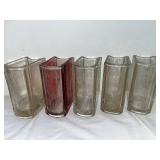 Set of 5 Vintage Book Shaped Etched Glass Vases 