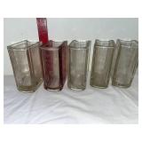 Set of 5 Vintage Book Shaped Etched Glass Vases 