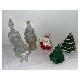 Vintage Christmas Decorations Lot: Glass Figures & Ceramic Trees