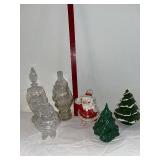 Vintage Christmas Decorations Lot: Glass Figures & Ceramic Trees