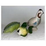 Set of 3 Vintage Ceramic Animal Figurines - Fish, Pig, Red Wing Bob White Bird