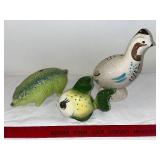 Set of 3 Vintage Ceramic Animal Figurines - Fish, Pig, Red Wing Bob White Bird