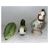 Set of 3 Vintage Ceramic Animal Figurines - Fish, Pig, Red Wing Bob White Bird