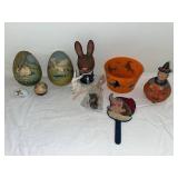 Vintage Easter & Halloween Decorations Lot - Bunny & Pumpkin Figures