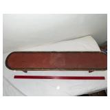 Vintage Wooden Bench with Red and Black Design