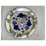 Vintage Rabbitware Spatterware Plate with Colorful Design