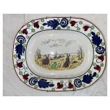 Vintage Rabbitware Spatterware Tray with Rabbit and Frog Design