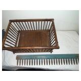 Vintage Wooden Crate and Rake Head Rustic Decor