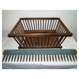 Vintage Wooden Crate and Rake Head Rustic Decor