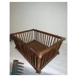 Vintage Wooden Crate and Rake Head Rustic Decor